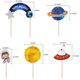 thumbnail image 1 of 45 piezas de decoración para cupcakes del espacio exterior, suministros para fiestas de planetas, decoraciones de cumpleaños, decoración de cupcakes de astronauta de cohetes, parte temática de la nave Afortunado Sencillez, 1 of 3