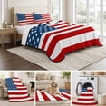 thumbnail image 6 of Queen Quilt Set 90''x96'', American Flag Lightweight Summer Bedspread Coverlet Set with 2 Pillow Shams, Blue Red USA Flag Breathable All Season Quilt Bedding for Bedroom/Guest Room, 6 of 9