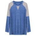 thumbnail image 3 of Nlife Women Stripe Print Colorblock Long Sleeve Shirt, 3 of 6
