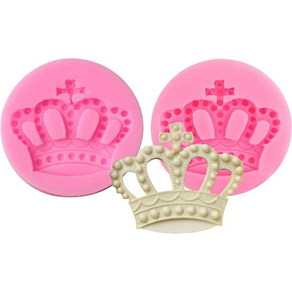 Jinsinto 2 Piece Crown Fondant Mold Queen Corona Silicone Fondant Cake Mold for Chocolate,Fondant,Cupcake