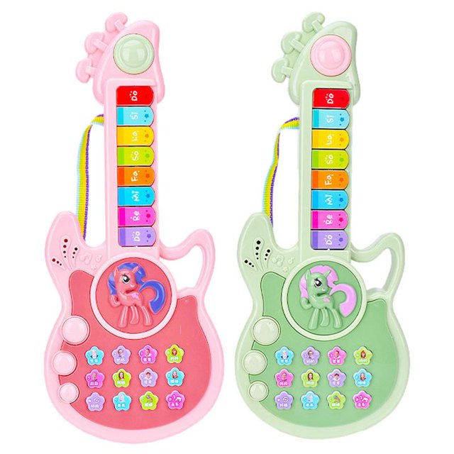 Guitar Toy for Kids Glow Button Design Electric Guitar Musical Toys Early Education Toys for Kids Over 3 Years Old zhangmengya LED