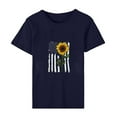 thumbnail image 3 of VgaVtl Short Sleeve Womens Plus Size Shirts Crew Neck Blue T-Shirt Print Loose Casual Tops, 3 of 3