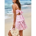 thumbnail image 6 of Women's Floral Tiered Mini Dress - Spaghetti Straps, Ruffled Hem & Tie Back Design, Sleeveless Summer Beach Dress for Casual Outings, 6 of 6
