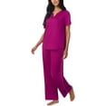 thumbnail image 6 of Carole Hochman Midnight Women’s 3-piece Elastic Waistband PJ Set with Pockets (Pink, Medium), 6 of 7