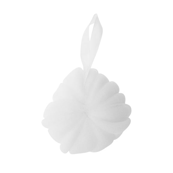 Unique Bargains 1pc Pumpkin-shaped Ribbon Bath Shower Loofah Sponge White