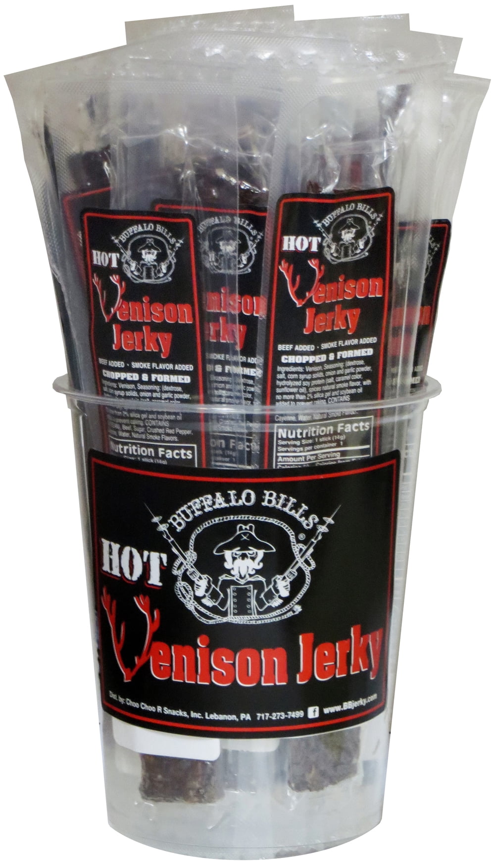 Buffalo Bills 25-ct Hot Venison Jerky Wrapped Strips (two 25-ct tubs of venison jerky strips)