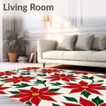 thumbnail image 2 of ODIKA 6'x9' Machine Washable Non-Slip Area Rug, Poinsettia Bloom Pile Festive Entryway Floor High Traffic Rug, Red, 611878, 2 of 7