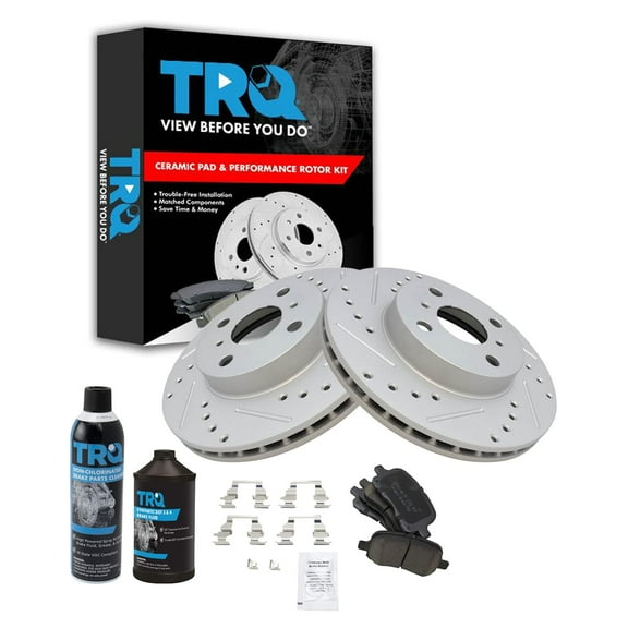TRQ Performance G-Coated Brake Rotor & Ceramic Pad Kit w/Chemicals BKA16264