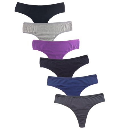 Nabtos Cotton Thongs Women's G String Panties Sexy Intimate Lingerie Underwear Dark Colors Pack of