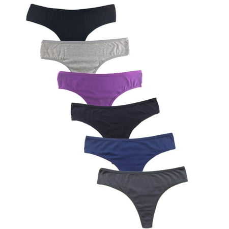 Black Rubber Thong - Nabtos Cotton Thongs Women's G String Panties Sexy Intimate Lingerie Underwear Dark Colors Pack of 6-Small