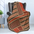 thumbnail image 4 of Letter J Throw Blanket, Tribal Chevron Herringbone Pattern Indigenous Breeze from Old Times Art, Flannel Fleece Accent Piece Soft Couch Cover for Adults, 60" x 80", Dark Brown Caramel, by Ambesonne, 4 of 5