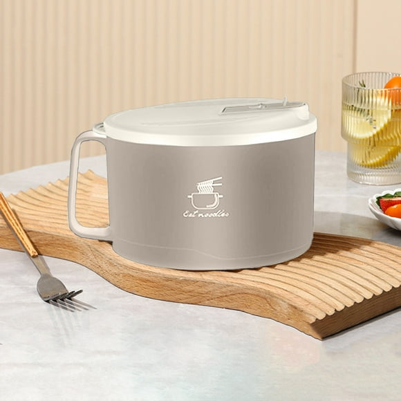 Czzoypi Ramen Bowl Soup Bowl with Lid and Handle Noodles Noodle Salad Stainless Steel Bowl, Suitable for Girls or Boys