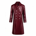 thumbnail image 6 of Busydd Men's Leather Jacket Fashion Double Breasted Buttons Long Sleeve Trench Coat Casual Solid Color Long Jackets XL, 6 of 9