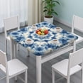 thumbnail image 3 of Indigo Tie Dye Star Square Fitted Tablecloth with Elastic Edge,Square Table Cover,Washable Elastic Table Cover for Home Kitchen Party Decor 34"x34", 3 of 6