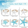 thumbnail image 2 of Juego de 6 servilleteros con forma de estrella de mar, blancos y azules. 6 estilos diferentes., 2 of 6