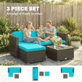 thumbnail image 4 of Outsunny Wicker Patio Furniture w/ Padded Cushions, Corner Sofa Sets, Turquoise, 4 of 10