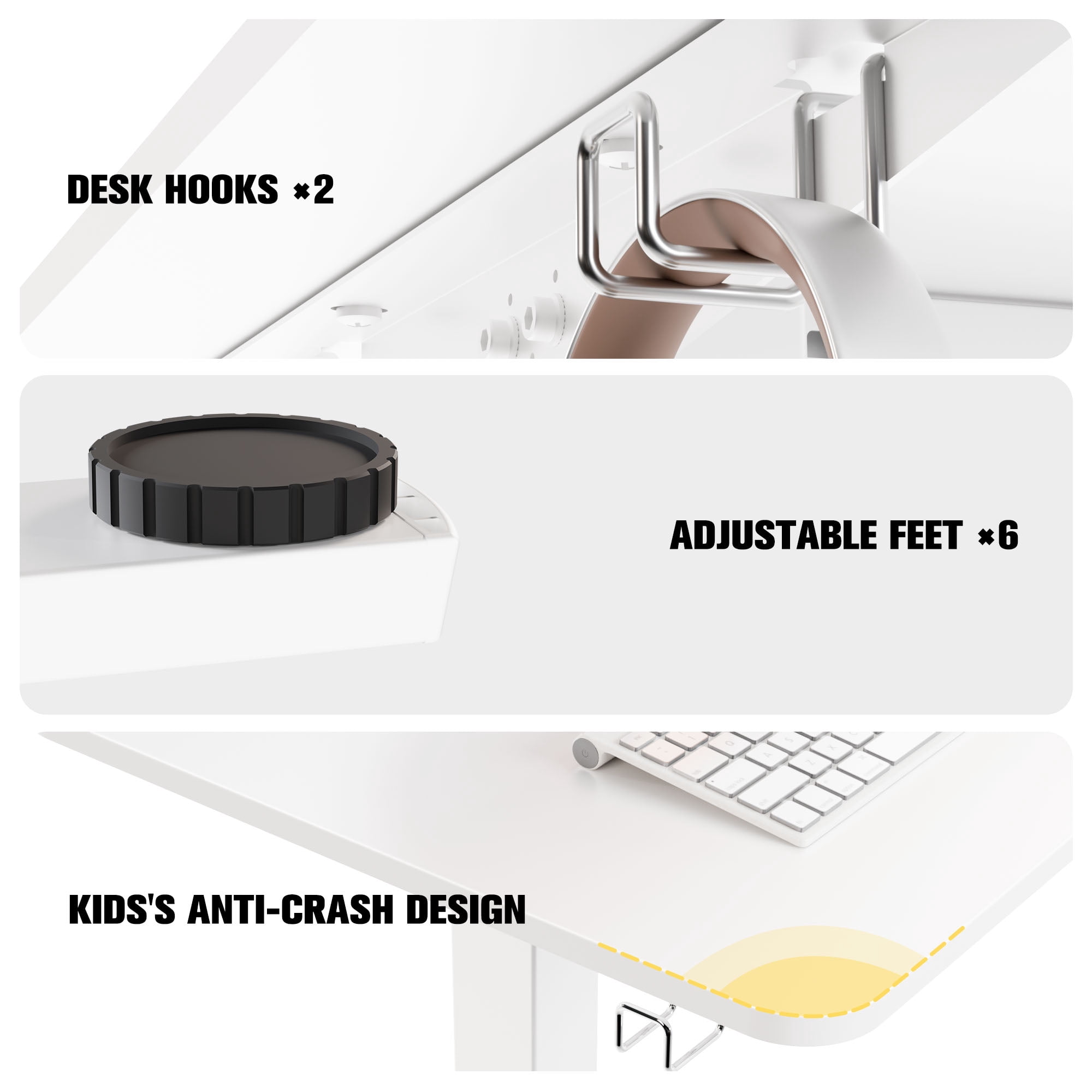 Ergomaker  L-Shaped Electric  Standing Desk  50.8 x 50.8 inches Height Adjustable Corner White Table  for Adult