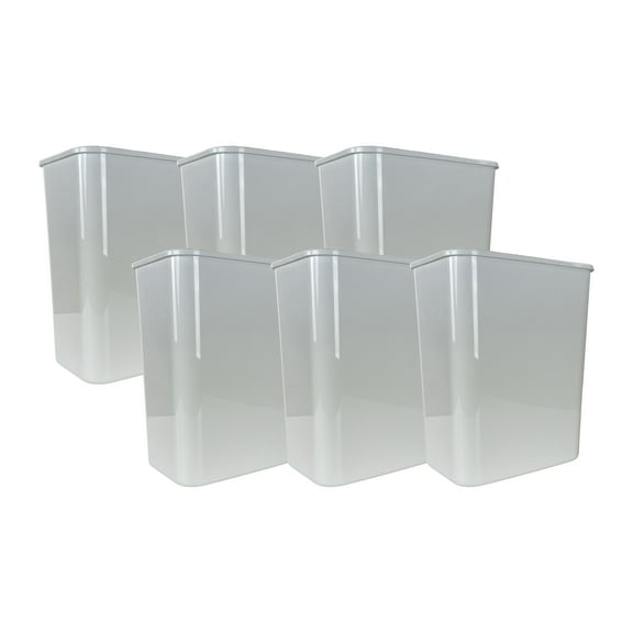 Eco Tech 5.5 gal Plastic Open Top Kitchen Trash Can, 6 Pack, White
