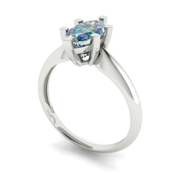 1 ct Marquise Cut Blue Moissanite Solitaire Engagement Ring for Women in 18K White Gold