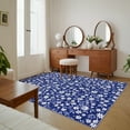 thumbnail image 4 of FairOnly Navy Blue 5'x7'Botanical Bloom Machine Washable Non Slip Stain Resistant Area Rug for Modern Home Living Room Decoration, 4 of 7