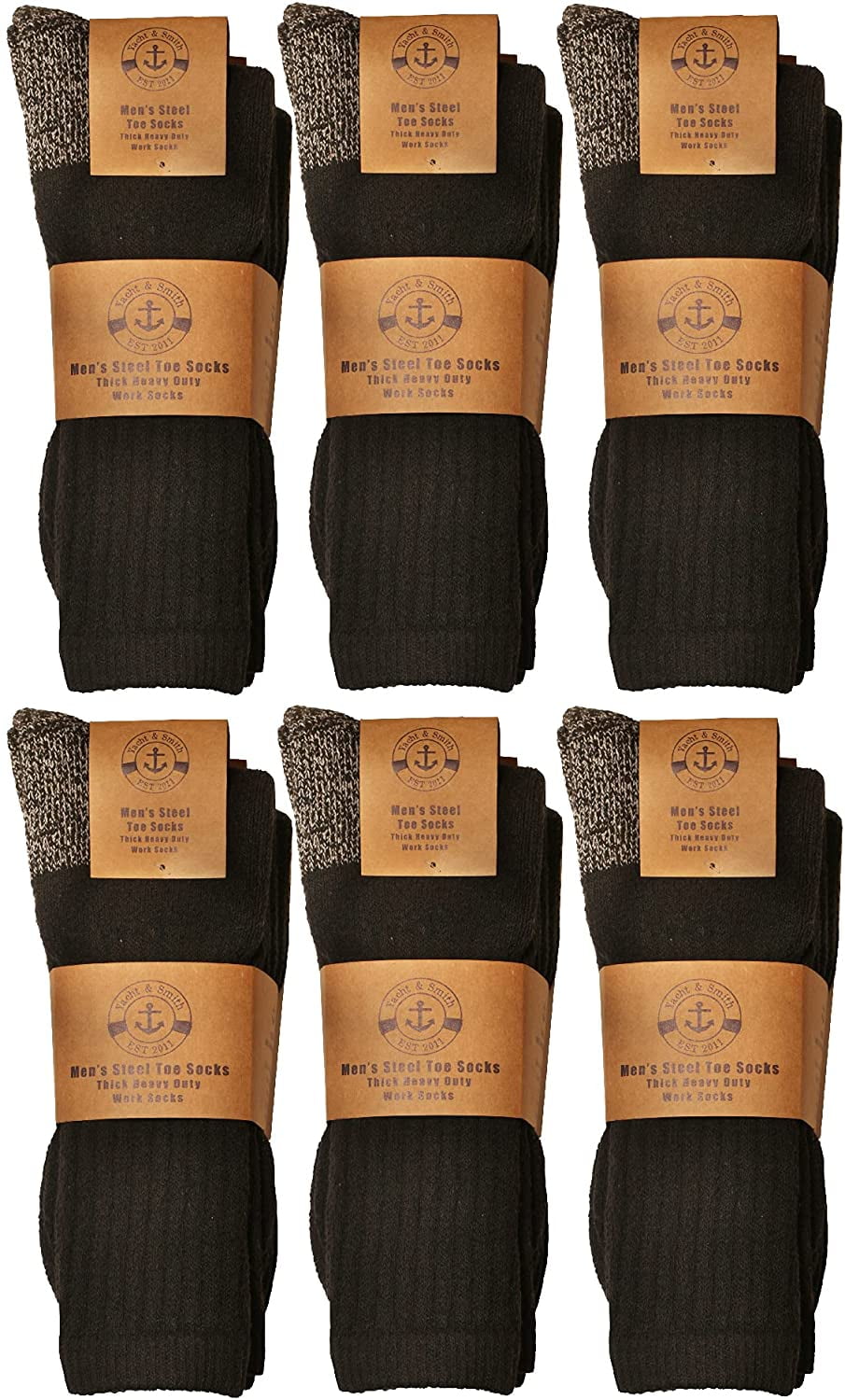 Yacht & Smith Mens Heavy Duty Steel Toe Work Socks, Heavy Duty Thick