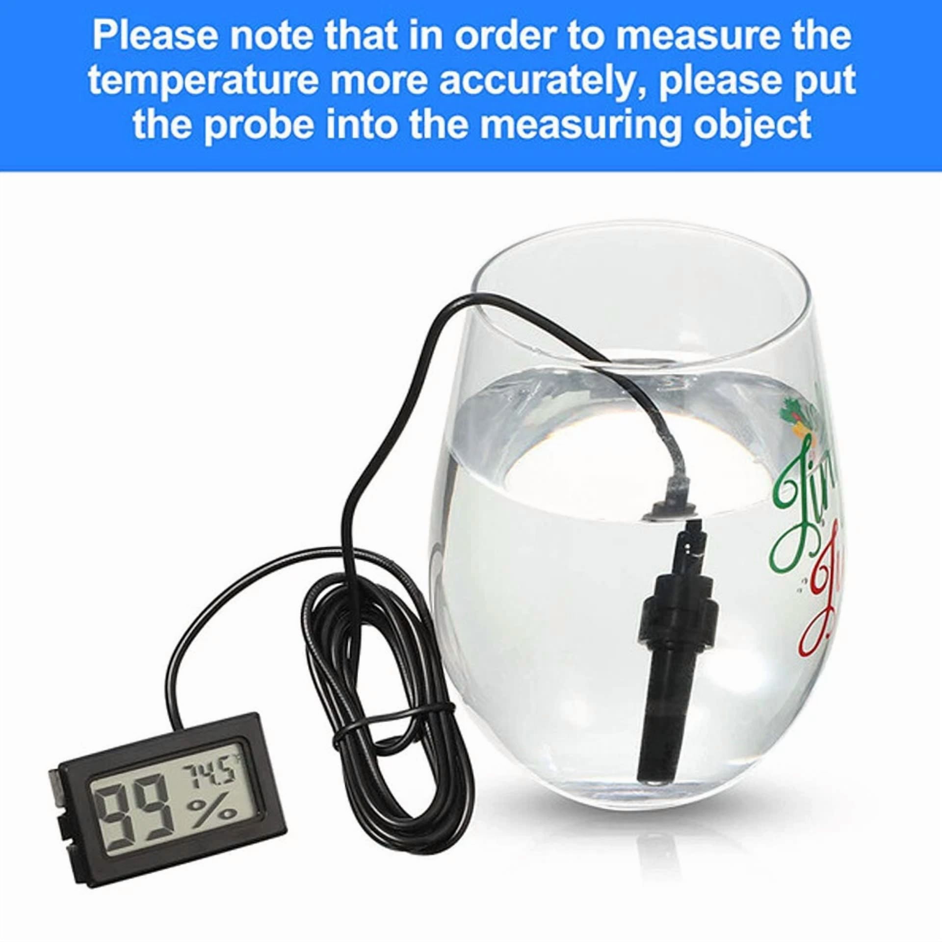 CRESTIN- 5Pcs Lcd Digital Aquarium Humidity Thermometer Hygrometer Meter Gauge W/ Probe