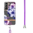 thumbnail image 3 of SaniMore Crossbody Design Case for Samsung Galaxy S23 Plus (6.6" 2023), Adjustable Shoulder Strap Shockproof Silicone Floral Back Cover for Girls Women [Ultra-slim Lightweight] Cord Cove,Purple Flower, 3 of 7