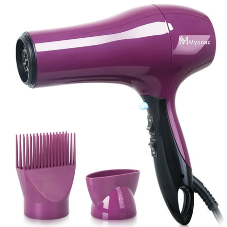 MYONAZ 1875 Watt Hair Dryer with Straightening Comb and Air Concentrator/Powerful and Quiet Hair Dryer with Nozzle - Create Salon Volume at Home up to 80% Faster with Less Frizz