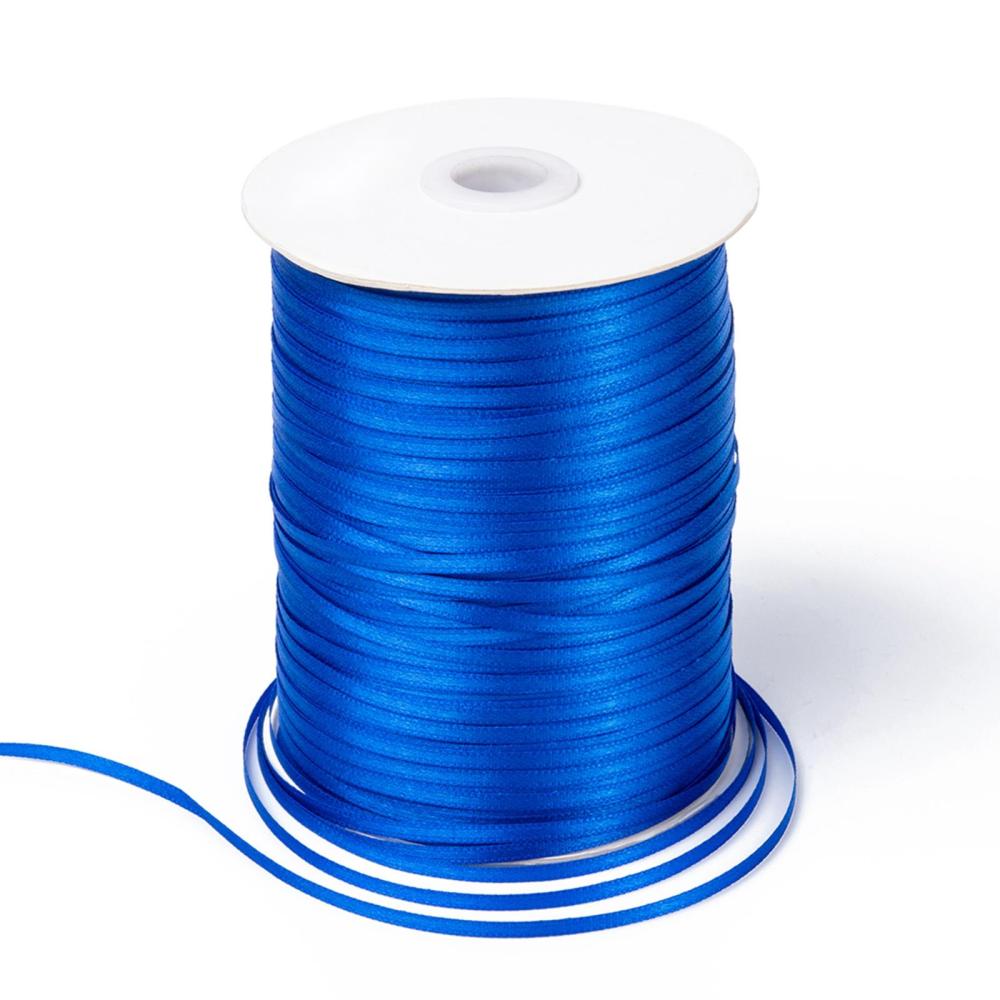 1roll Double Face Satin Ribbon Polyester Ribbon Blue 1/8 inch(3mm) about 880yards/roll(804.672m/roll)
