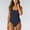 Navy, variant on Women's Classic Solid Color One Piece Swimsuit Elegant Low Open Back Design Slimming Monokini Comfortable Bathing Suit For Beach Pool Blue L