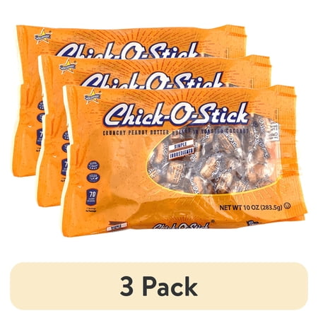 (3 pack) Chick-O-Stick Peanut Butter & Toasted Coconut Hard Candy, 10 oz, Regular Peg Bag