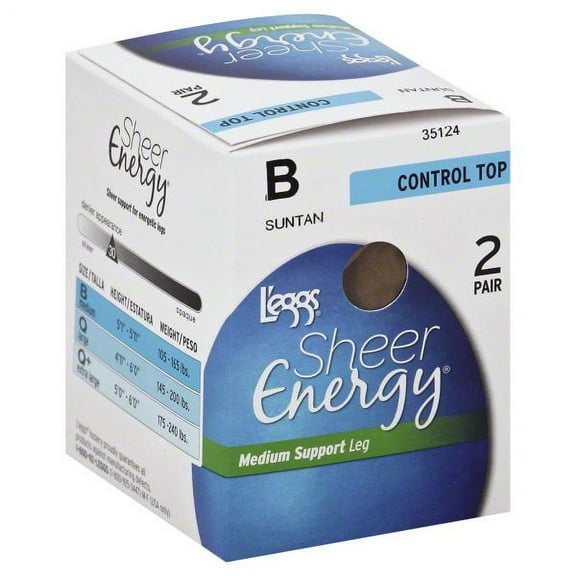 Hanes L'eggs Women's Medium Support Control Top Pantyhose, 2 Pair