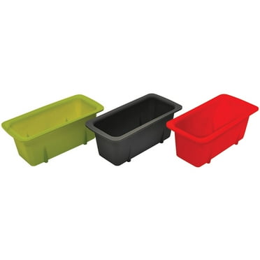 Starfrit Silicone Mini Loaf Pans, Set of 3 - Baking - Green, Red, Gray - Silicone Body