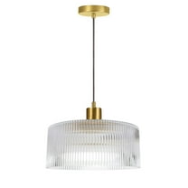 Dainolite 1 Light Pendant in Aged Brass w/ Fluted Glass