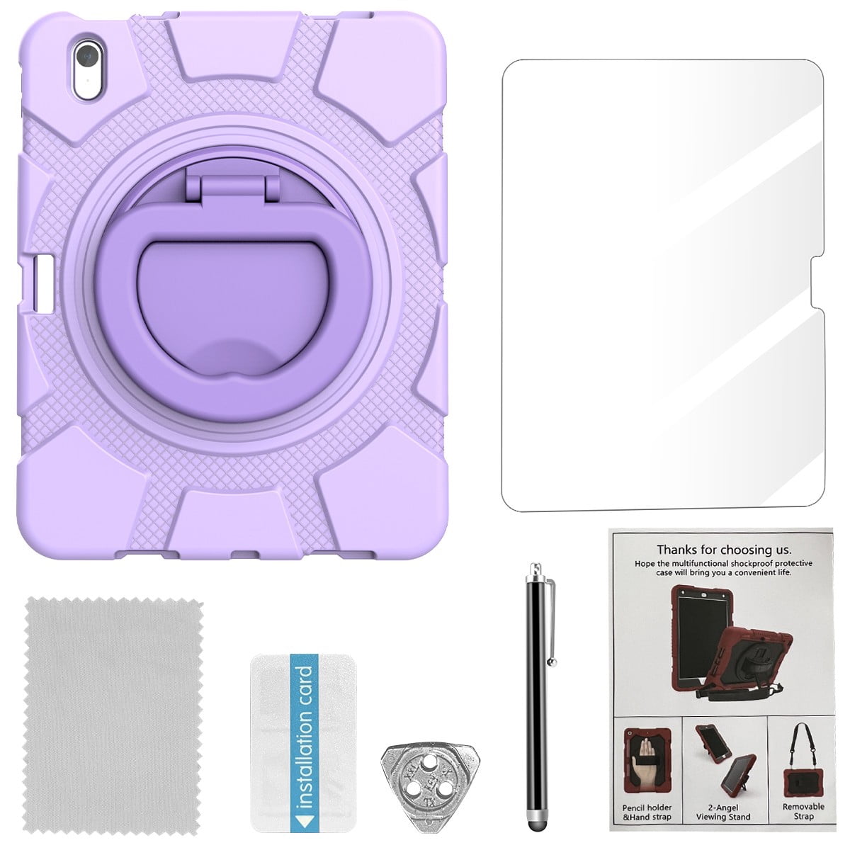 AICase For Apple iPad (A16) Case/iPad 11th Generation 11 Inch (2025) Shockproof Rugged Cover With 360 Rotating Stand Built-in Pencil Holder come with a Screen Protector