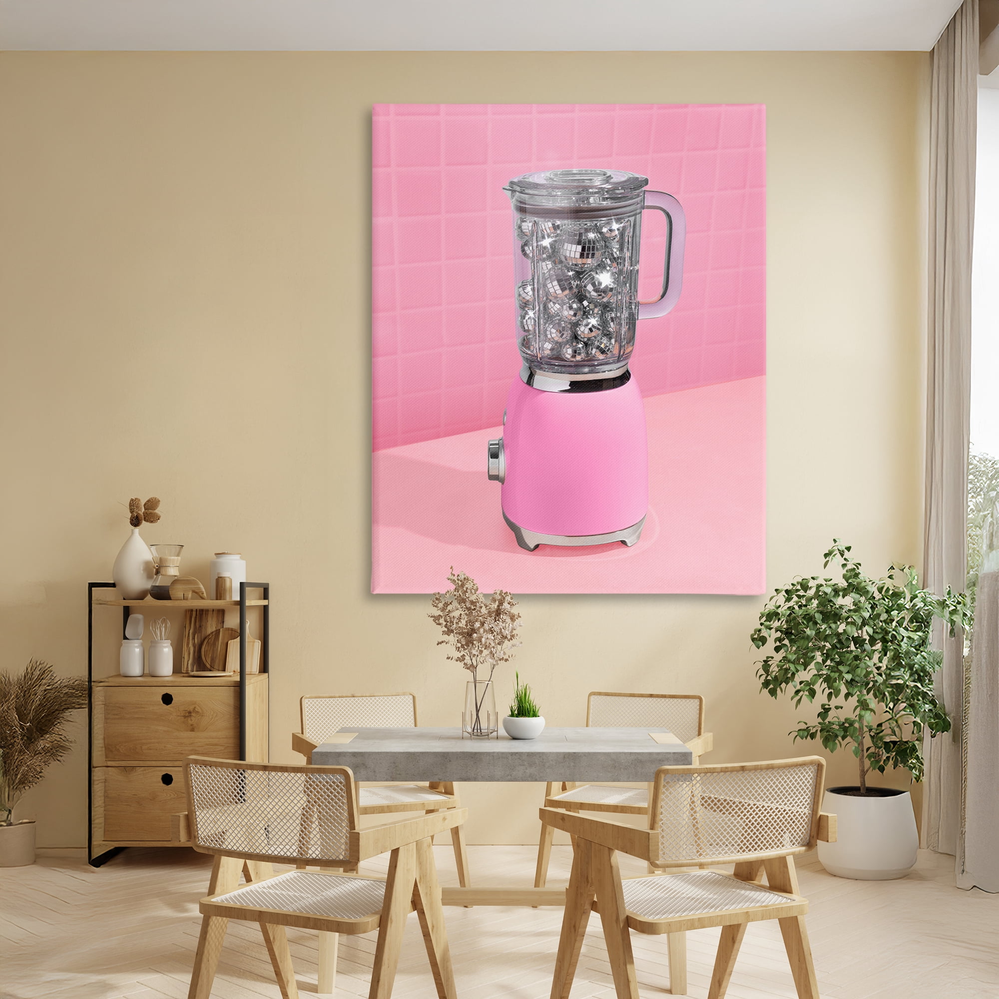 Stupell Industries Disco Drink Blender over Pink Canvas Wall Art, design by LISH Creative