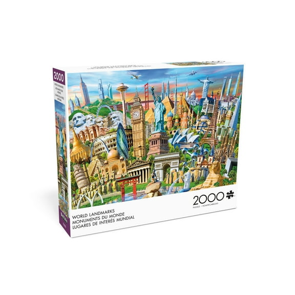 Buffalo Games World Landmarks 2000-Piece 38.5 x 26.5-Inch Interlocking Jigsaw Puzzle for Adults Ages 14 