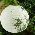 thumbnail image 4 of Reusable Durable Bamboo Design Paper Lamp, Easy Install Remove Ambient Lampshade, Decorative Diffuse Lighting For Home And Wedding Decor 30Cm White And Green (Lantern With Stand), 4 of 5