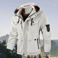 thumbnail image 2 of FINALGANG Men Jackets Autumn Winter Lightweight Windbreaker Long Sleeve Hooded Zip Up Button Coat With Pockets Man Classic Birthday Wedding Weekend Jacket,White,Xs, 2 of 9