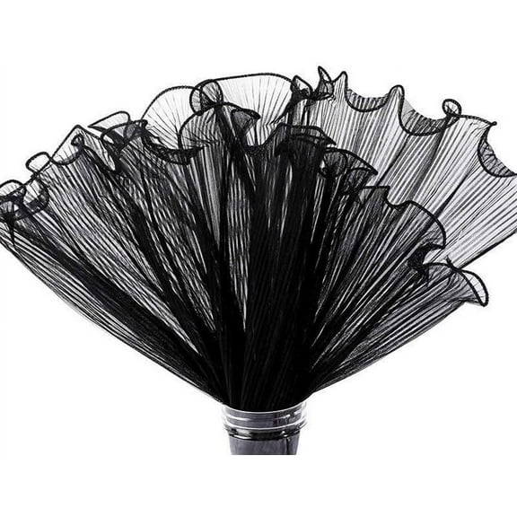 Fatty Farmer 4 Yards Balck Flower Wrapping Mesh Paper,Bouquet Packaging Paper Wrinkled Translucent for Mother's Day Party Favor Decor, Florist Supplies Wedding Gift Packaging