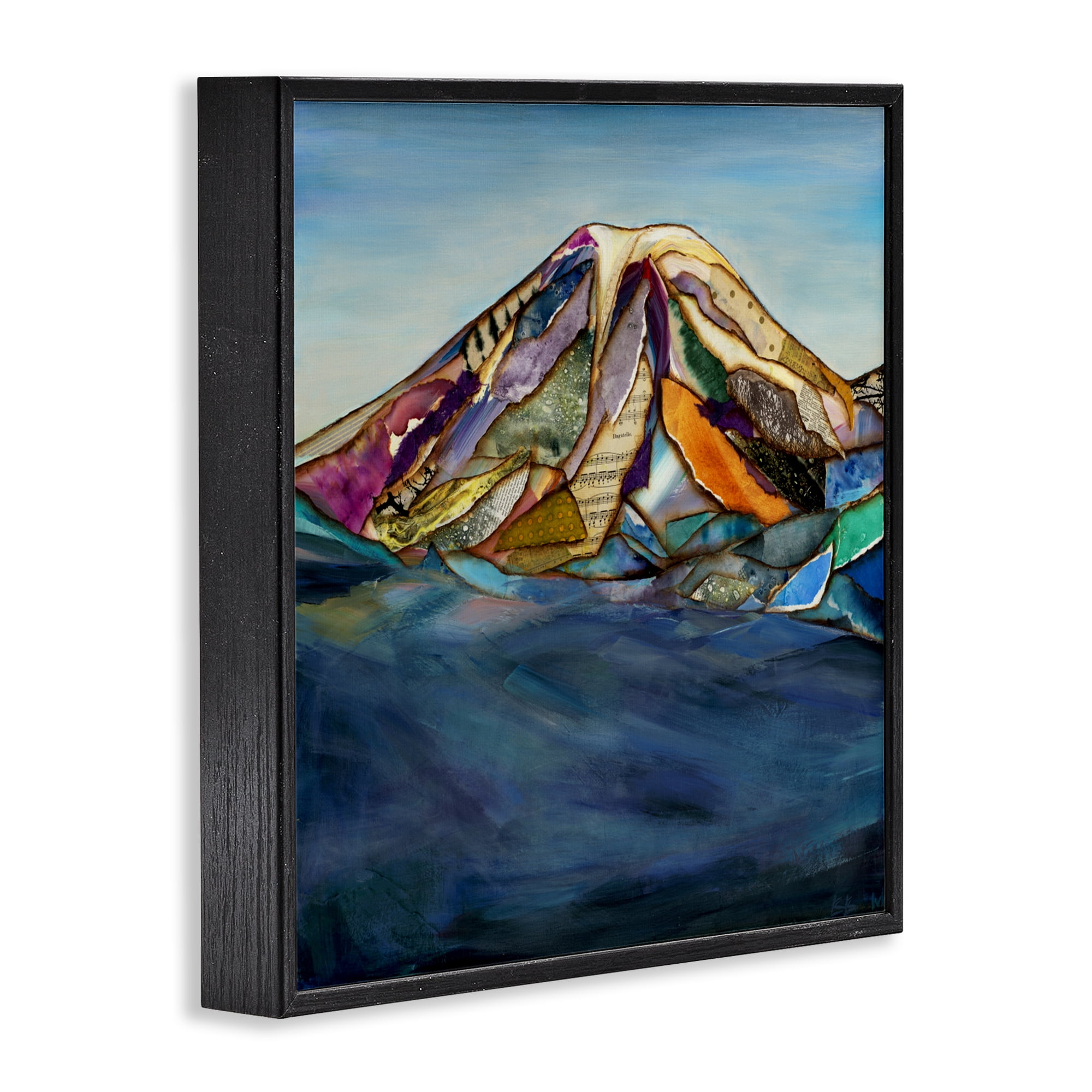 Stupell Industries Collaged Layers Mountain Black Framed Giclee Art, design by Van Horne-Borcherding