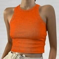 thumbnail image 3 of Womens Sleeveless High Neck Racerback Ribbed Knit Fitted Basic Y2k Cropped Tank Top, 3 of 7