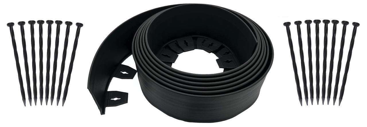 (2 pack) Expert Gardener 20-ft No-Dig Landscape Edging Kit, 4-in High Wall, Black Plastic