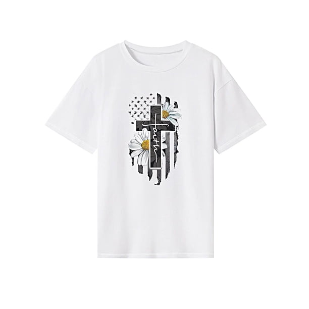 Camiseta para mujer Pascua Moda Cuello Redondo Camiseta Básica para Camping Deportes Vacaciones M