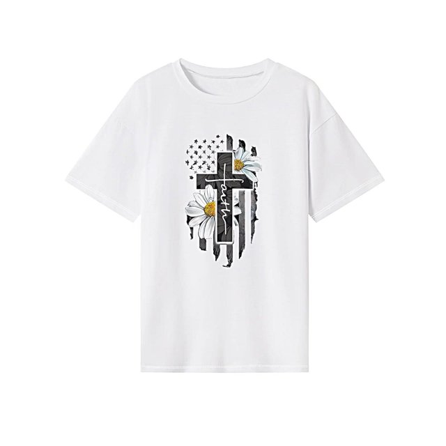 Camiseta para mujer de Pascua Streetwear elegante y ligera camiseta de cuello redondo para caminar S