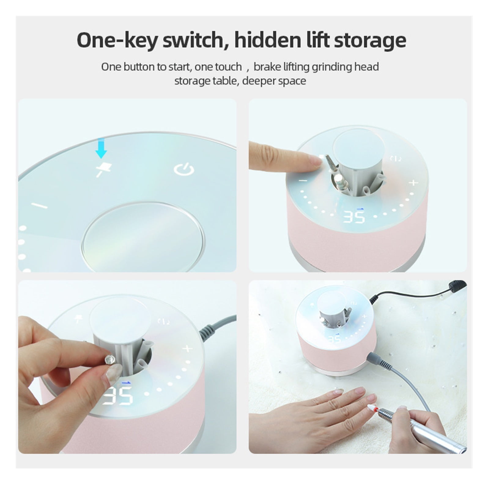 Professional Electric Nail Drill Machine, Portable Rechargeable 35000RPM Nail Drill for Acrylic Gel Nails