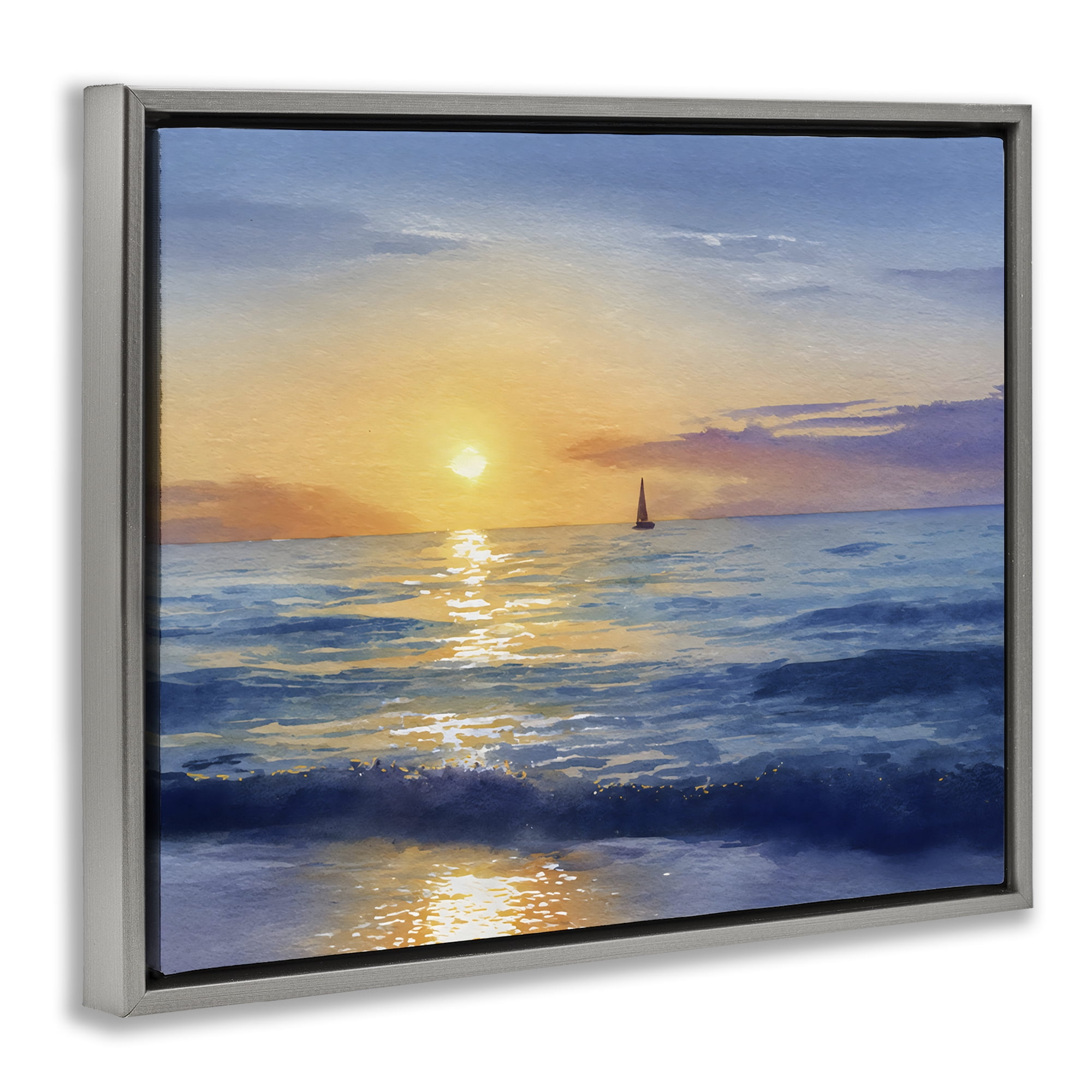 Stupell Industries Sails To The Sun At Sea Gray Framed Floater Canvas Wall Art, design by Franklyn Gregory