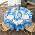 thumbnail image 3 of Blue Tie Dye Pattern Round Tablecloth 60"x60",Wrinkle Wipeable Table Cloth for Kitchen Dining Room Picnic Patio Party, 3 of 6