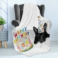 thumbnail image 4 of Birthday Party Soft Flannel Fleece Throw Blanket, Sleepy French Bulldog Cupcake Candles Cone Hat Celebration Themed Image, Cozy Plush for Indoor and Outdoor Use, 60" x 80", Multicolor, by Ambesonne, 4 of 5