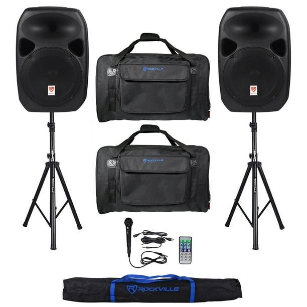 Rockville RPG122K Dual 12" Speakers w/Bluetooth+Mic+Stands+Cables+Carry